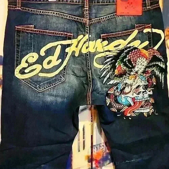 Ed Hardy 42x34 RARE 2009 Tattoo Skull and Eagle Beaded Vintage Classic Kool - Picture 3 of 14